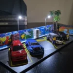 Diorama parking et bâtiment 1/64 pour voitures miniatures photo review
